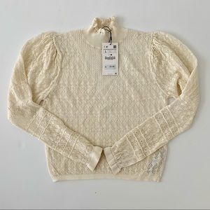 Zara Cream Mock Neck Sweater